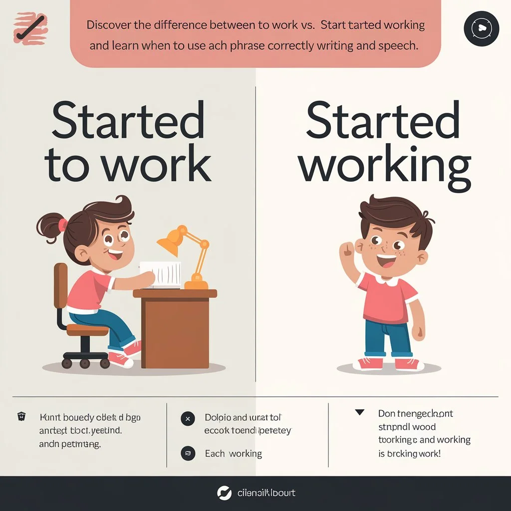 Started To Work vs. Started Working|Usage